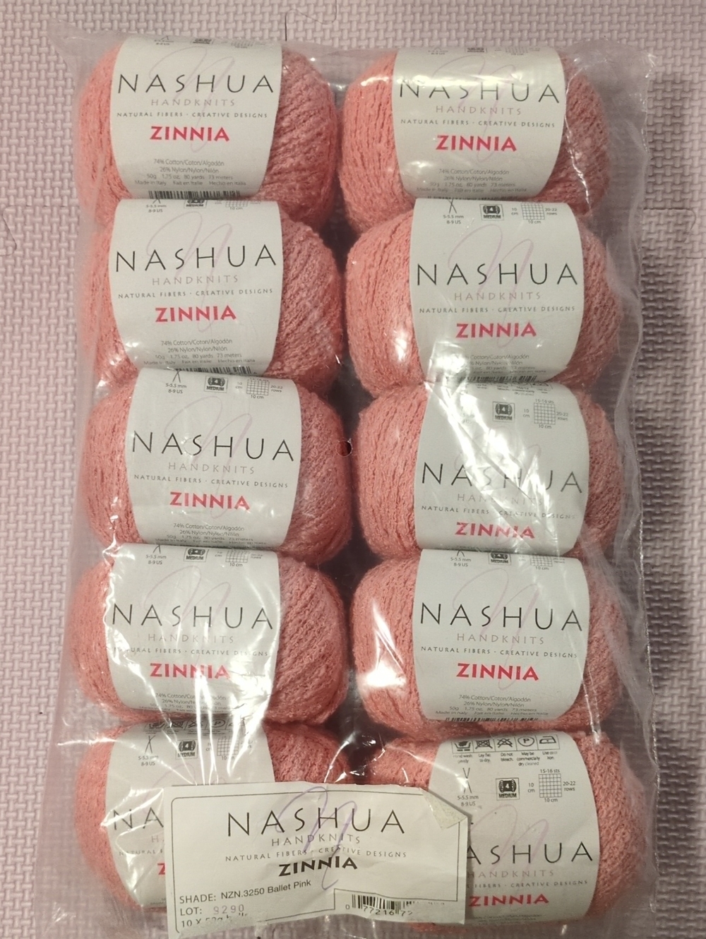 Nashua Handknits Zinnia Yarn - Cotton Blend Boucle - Ballet Pink (10 Skeins)